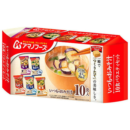 Amano Foods Freeze Dry Usual Miso Soup 10 Meals Variety Set 10 Meals x 6 Bags [Shipped in Japan]