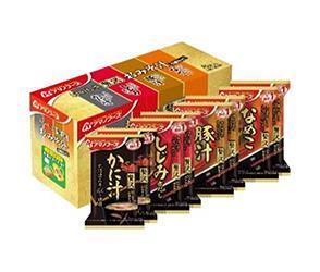 Amano Foods Délicieuse soupe miso de luxe lyophilisée, 4 types, ensemble de 8 repas x 3 boîtes 
