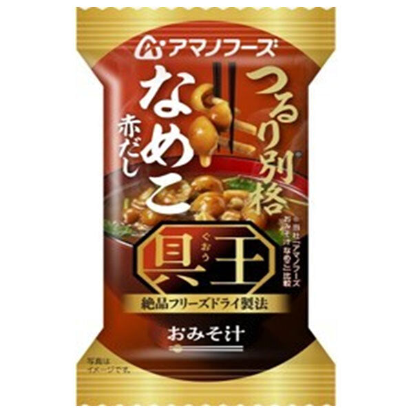 Amano Foods Freeze-Dried Miso Soup [Gu-Ou] Nameko Red Miso, 10 Servings x 6 Boxes [Ships from Japan]
