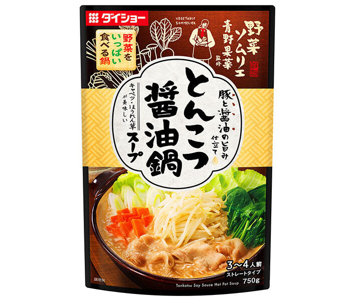 Daisho Supervisé par un sommelier de légumes Légumes verts et légumes Tonkotsu Sauce soja Hotpot Soup 750 g x 10 sachets 