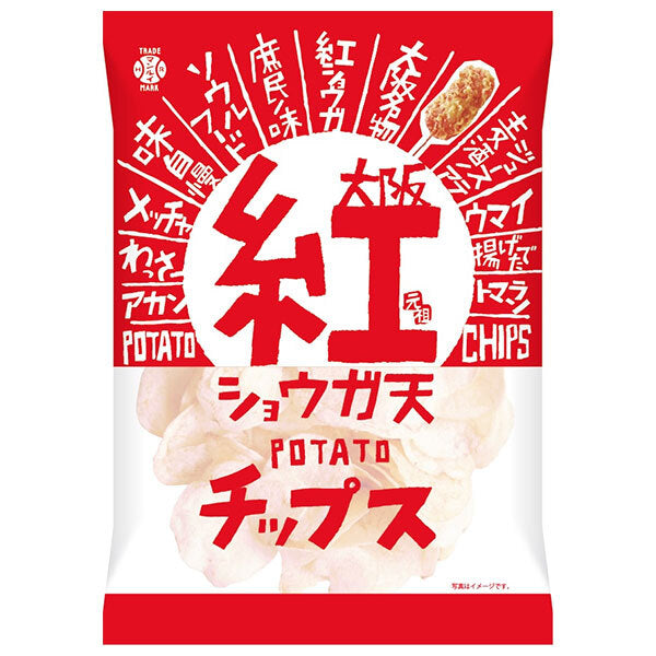 [Expiration date 2026.02.17 or later] Idea Package Osaka Beni Ginger Tempura Potato Chips 90g x 5 bags [Shipped in Japan]