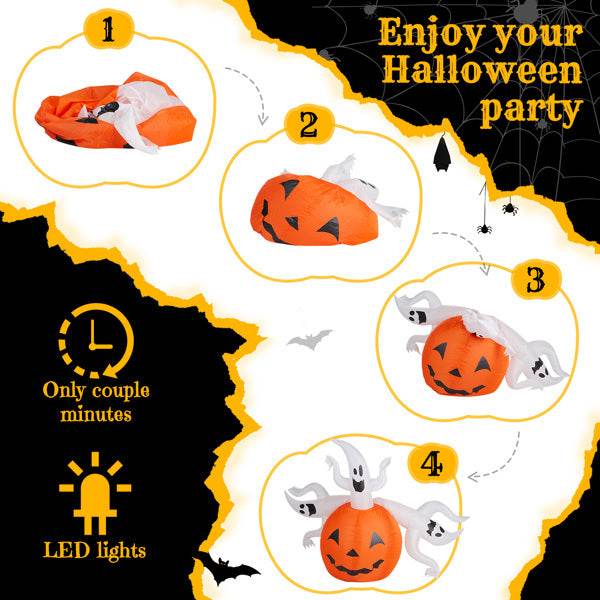 Halloween decorations - 5.9 FT Halloween Inflatable Pumpkin Ghost Outdoor Decorations