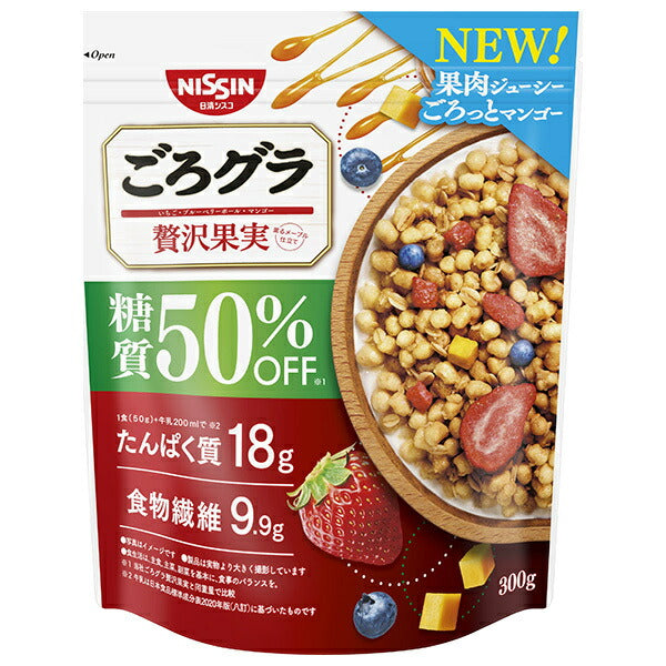 Nissin Cisco Gorogura 50% off carbohydrates luxury fruit 300g x 6 bags [shipped in Japan]