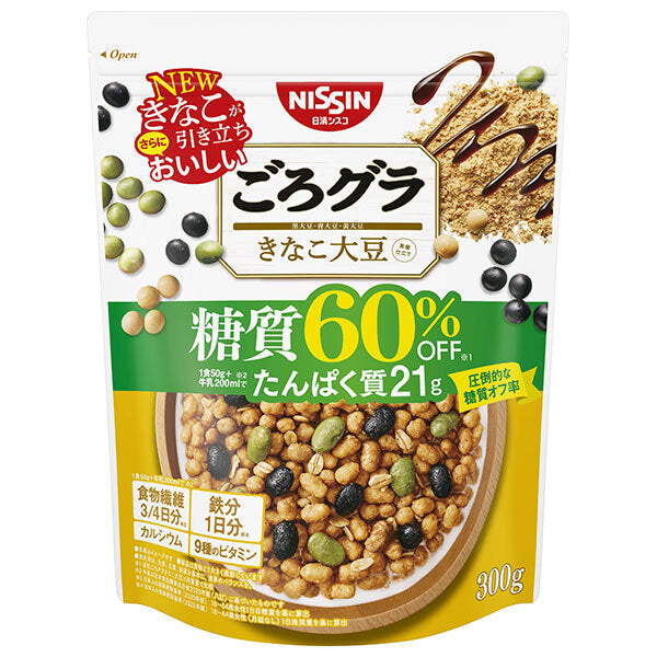 Nissin Cisco Gorogura 60% off carbohydrates Kinako soybean 300g x 8 bags [Shipped in Japan]