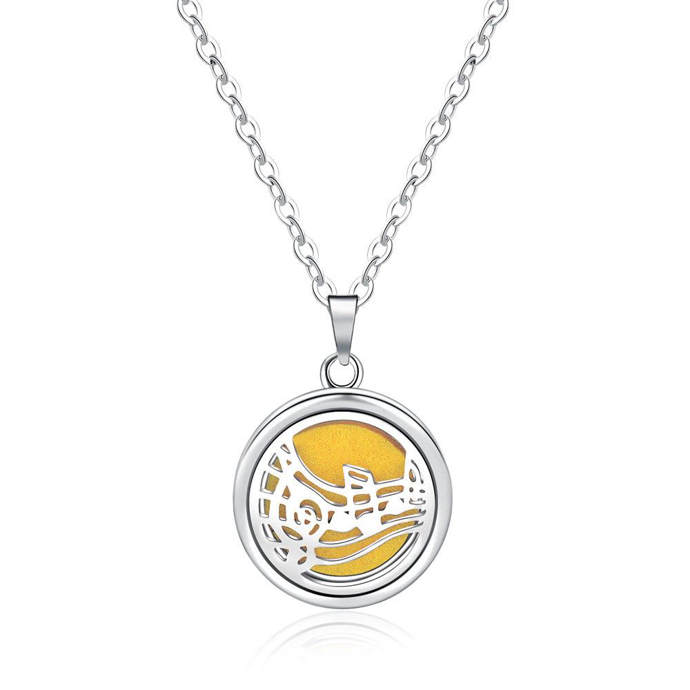 Open Round Hollow Perfume Box Necklace