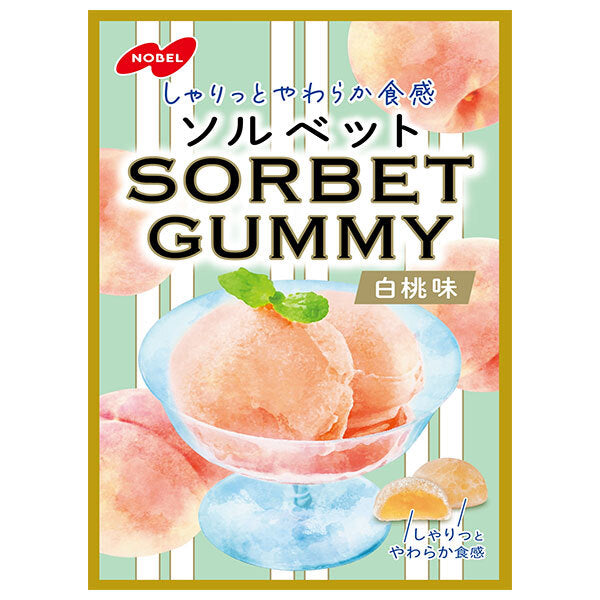 Nobel Seika Sorbet Gummy White Peach Flavor 50g x 6 bags [Shipped in Japan]