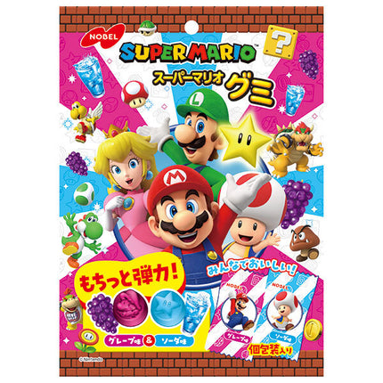 Nobel Seika Super Mario Gummy Grape Flavor & Soda Flavor 85g x 6 bags [Shipped in Japan]