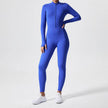 Athleisure Bodycon Long Sleeve Turtleneck Zip up Hip Raise Workout Yoga Jumpsuit Activewear for Women