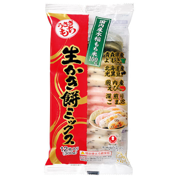 Usagi Mochi Raw Kakimochi Mix 300g (12 pieces) x 10 bags [Shipped in Japan]