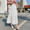 Spring Summer Women High waist Lace Midi Skirt