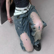 Retro Washed Ripped Baggy Jeans Pant For Women Summer Hollow Out