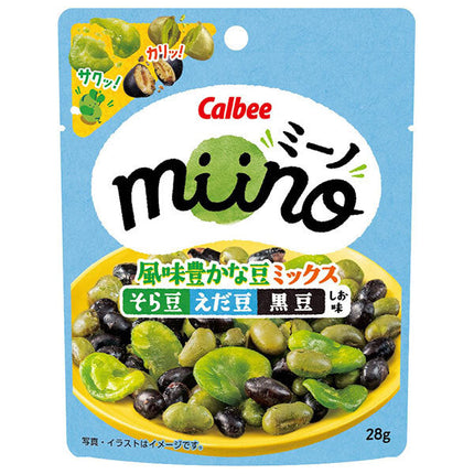 カルビー miino(ミーノ) 風味豊かな豆ミックス そら豆えだ豆黒豆 しお味 28g×12袋入【日本出荷】
