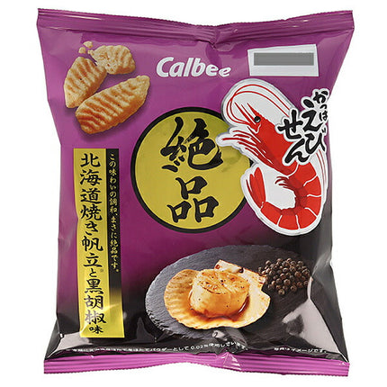 Calbee Exquisite Kappa Ebisen Hokkaido Grilled Scallops and Black Pepper Flavor 50g x 12 Bags [Shipped in Japan]