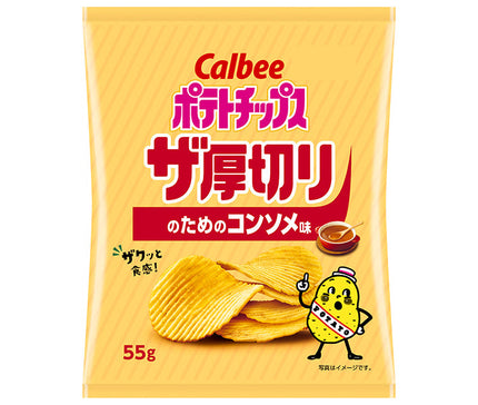 Calbee Potato Chips, Consomme Flavor for Thick Slices, 55g x 12 pieces