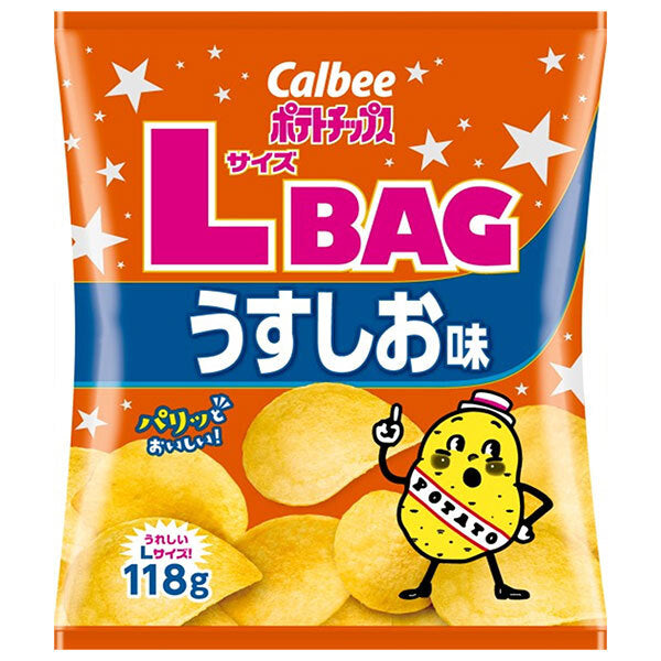 Chips de pommes de terre Calbee, format L, saveur légèrement salée, 118 g x 12 sachets 