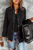 Long Sleeve Jeans Jacket Loose Fit Mid-Length Black