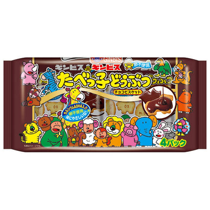 Ginbis Tabekko Animal Chocolate Biscuit 4P 108g x 12 bags [Shipped in Japan]