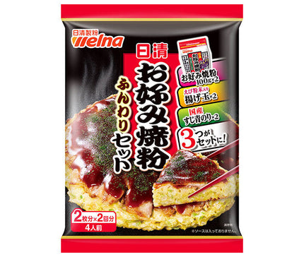 Nissin Verna Nissin Okonomiyaki Flour Fluffy Set 4 servings 220.2g x 12 bags [Shipped in Japan]