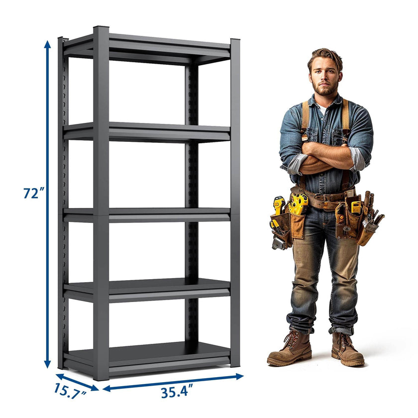 Tier Metal Shelves For Storage Garage Shelving 2000LBS Heavy Duty Storage Shelves Adjustable Garage Shelf Industrial Shelving Unit Storage Utility Rack,Black