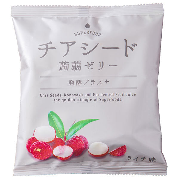 Wakasho Graines de Chia Gelée de Konjac Fermentée Plus Litchi 10 pièces x 12 sachets 