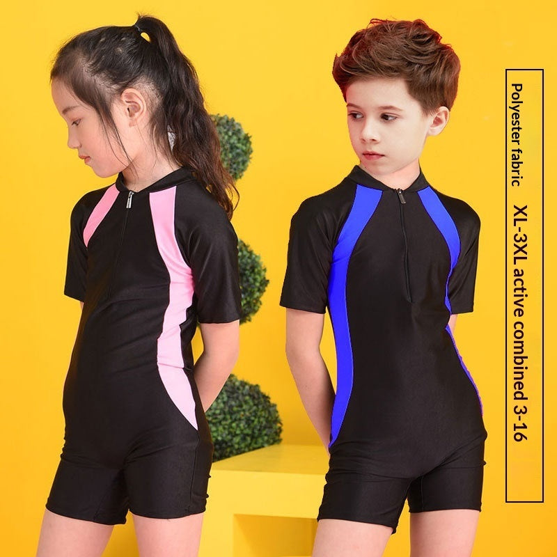 Boys & Girls Sun Protection One-Piece Training Swimsuit | Short Sleeve Swimwear Canada