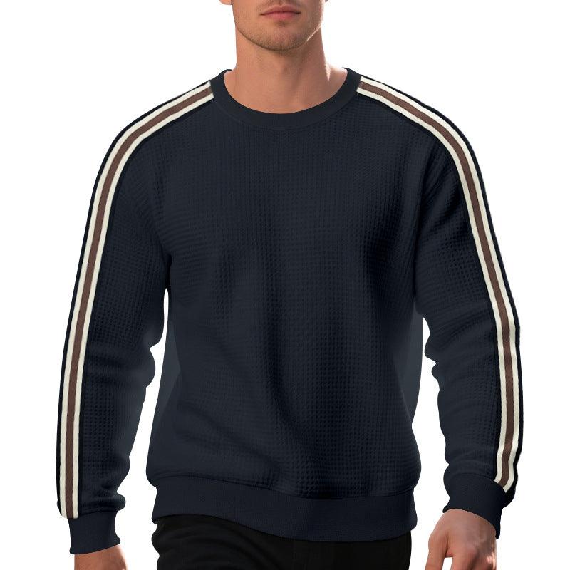 Mens Crew Neck Sweater – Striped Loose Pullover for Casual Wear