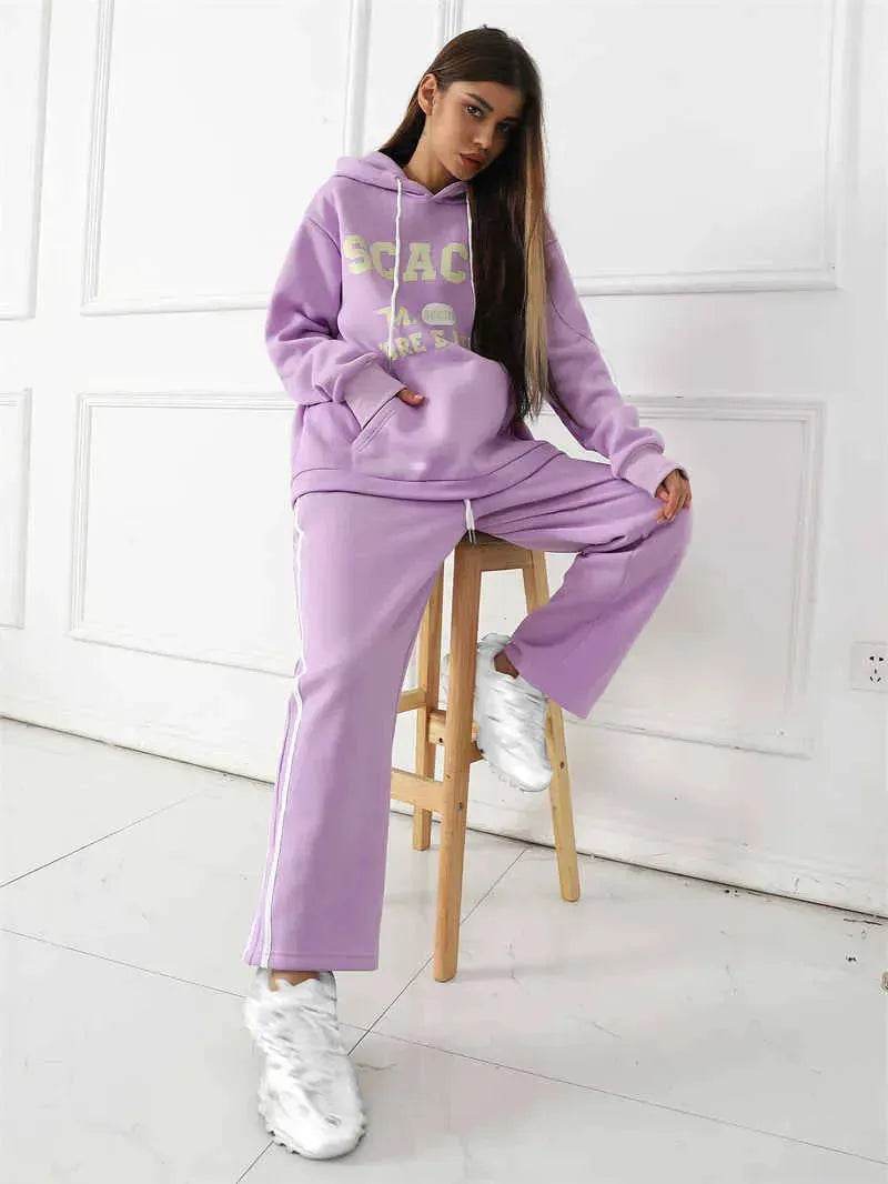 Fashion Casual joggers and hoodie set women's