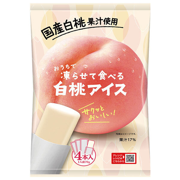Tanio Food Industry Freeze and Eat Domestic White Peach Ice Cream (70g x 4) x 12 bags [Shipped in Japan]