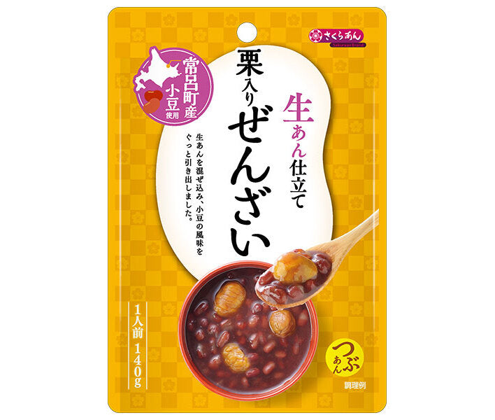 Tanio Shokuhin Kogyo Sakuraan Pâte de haricots frais Zenzai aux châtaignes 140g x 12 sachets 