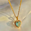 Colorful Rhinestones Heart-shped Necklace Love Gold Clavicle Chain Ins Personalized Jewelry For Women Valentine's Day