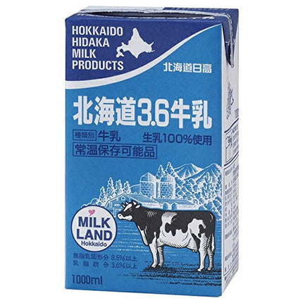 Hokkaido Hidaka Milk Hokkaido Hidaka Hokkaido 3.6 Milk 1000ml paper pack x 6 bottles [Shipped in Japan]