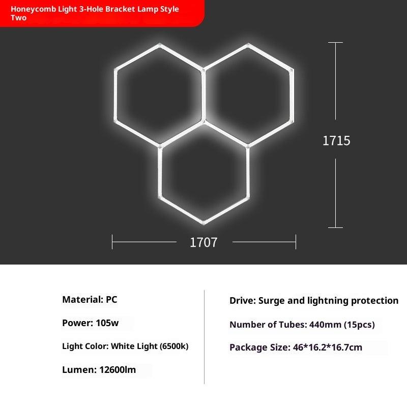 Honeycomb Hexagonal Garage Light 110V, Bracket Mount, Single to Penta Hole Configurations