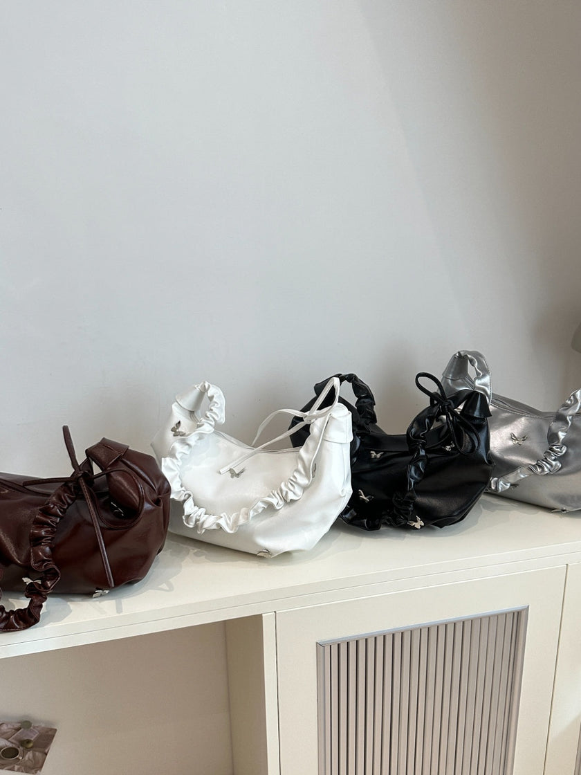 Butterfly Ruched Strap Shoulder Bag