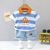 Boys' Summer Short Sleeve Korean Style Lapel Polo Shirt and Short Pant Two piece for boys