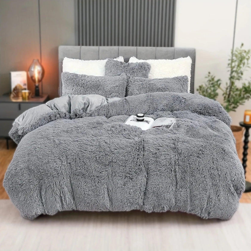 4PCs Plush Duvet Cover Set Luxury Ultra Soft Velvet Duvet