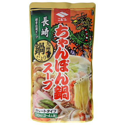 Soupe pour nabe de nouilles de Nagasaki (Chanpon) de la marque NIBISHI Shoyu, 720ml x 10 sachets.