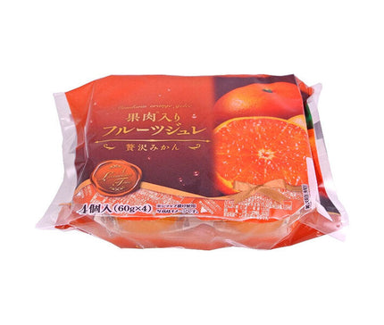 Wakayama Sangyo Fruit Jelly with Fruit Pulp, Luxury Mandarin Orange, 60g x 4 x 12 Bags 