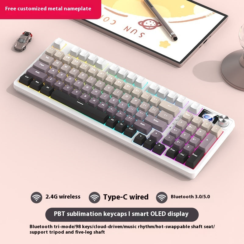 98-Key Wireless Bluetooth Mechanical Keyboard – Triple-Mode Gaming & Office | 30 Styles