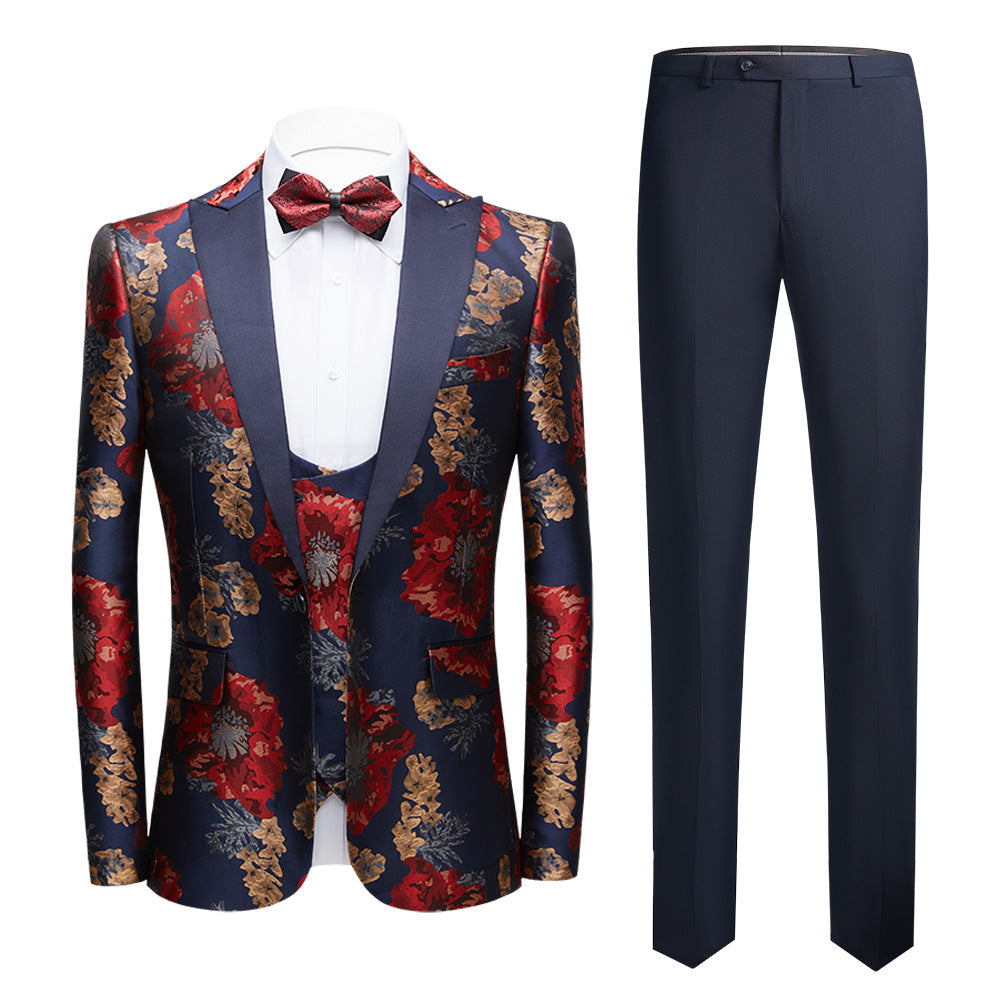 Men's 3-Piece Business Casual Wedding Suit – Slim Fit Host Tuxedo (Black, S–6XL)