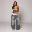 Women's Distressed Straight Leg Jeans – Loose Fit Denim Trousers in Blue & Black (XS–XXL)