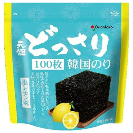 オリオンジャコー どっさり韓国のり 塩レモン味 8切100枚×6袋入【日本出荷】