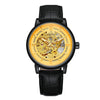 Men's Hollow-Out Mechanical Watch, Skeleton Dial Dress Watch in Gold, Silver and Black