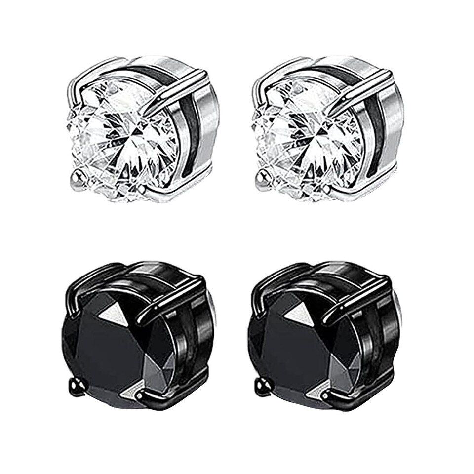 Unisex Zircon Magnetic Ear Clip – No Piercing Rhinestone Stud Earring in 6mm & 8mm