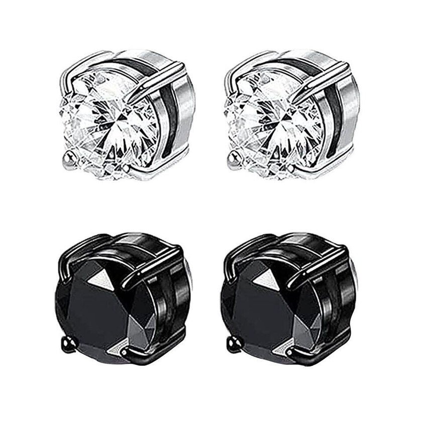 Unisex Zircon Magnetic Ear Clip – No Piercing Rhinestone Stud Earring in 6mm & 8mm