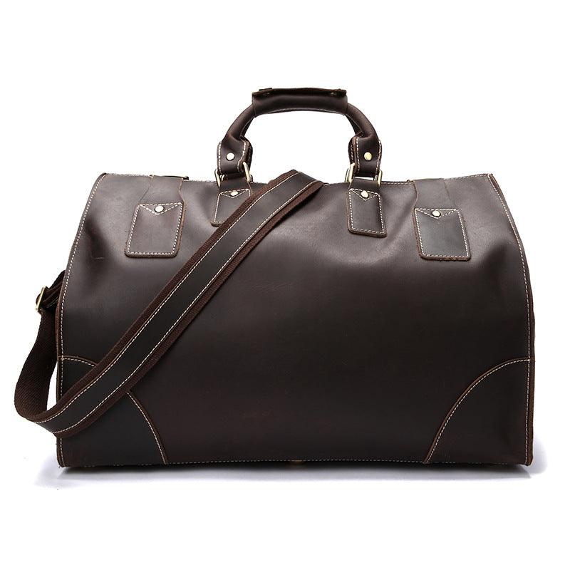 Vintage Leather Travel Duffle Bag – Genuine Cowhide Retro Weekender Bag for Men | Large Capacity Carry On Luggage