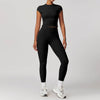 2pcs Nude feel short sleeve Workout Clothes for women Yoga Gym Clothes set
