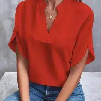 Summer Short-sleeved Chiffon Shirt New V-neck blouse Women's Casual Versatile Clothing Evening Tops for Women
