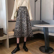 Women High waist Leopard color Midi Skirt