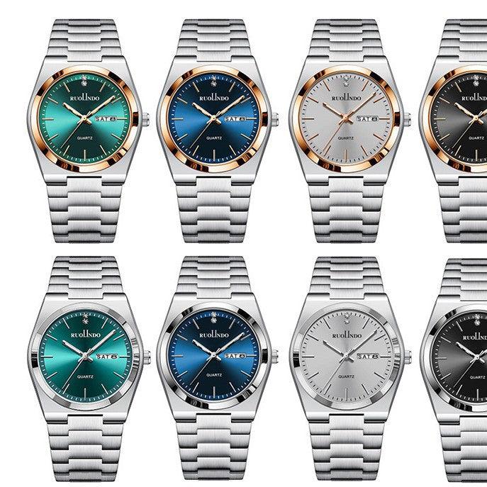 Men's Ultra-Thin Quartz Watch – Stainless Steel Band, Butterfly Clasp, 10 Colors