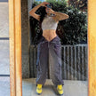 Solid Color High-waisted Zipper V Loose Straight Pocket Street fashion Cargo Pants Women